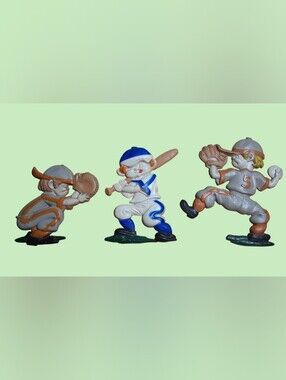 Vintage 1970s Sexton Die Cast Metal Set of 3 Baseball Players Hanging Wall Art
